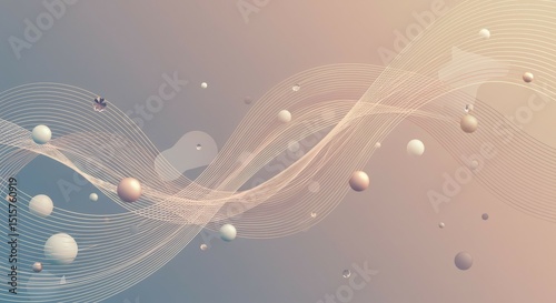 Abstract Spheres with Wavy Lines on Gradient Background