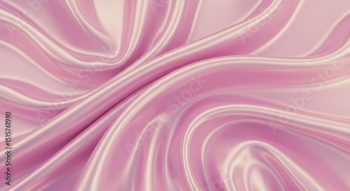 Waving Shiny Fabric in Soft Pink Color, Elegant Texture