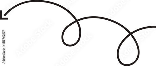 Arrow icon. Hand drawn black line doodle arrow, curve arrow vector. Sketch curved dashed arrows design isolated on transparent background. Direction shape for web and app.