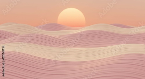 Gentle Waves at Sunrise Pastel Colors Minimalist Scene