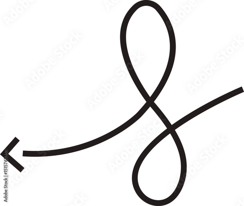 Arrow icon. Hand drawn black line doodle arrow, curve arrow vector. Sketch curved dashed arrows design isolated on transparent background. Direction shape for web and app.
