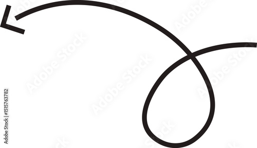 Arrow icon. Hand drawn black line doodle arrow, curve arrow vector. Sketch curved dashed arrows design isolated on transparent background. Direction shape for web and app.