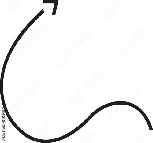 Arrow icon. Hand drawn black line doodle arrow, curve arrow vector. Sketch curved dashed arrows design isolated on transparent background. Direction shape for web and app.