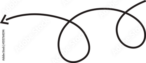 Arrow icon. Hand drawn black line doodle arrow, curve arrow vector. Sketch curved dashed arrows design isolated on transparent background. Direction shape for web and app.