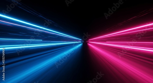 Abstract Light Trails in Blue and Pink with Speed Effect
