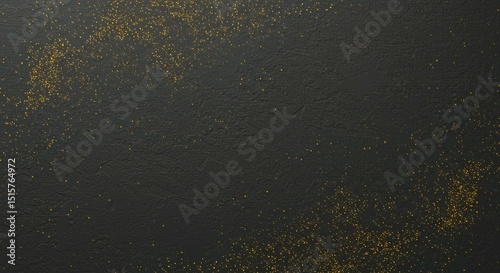 Textured Dark Surface with Golden Glitter Sparkles Decoration
