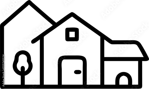 A vector illustration shows a house icon with a shadow, a symbol for real estate and residential property