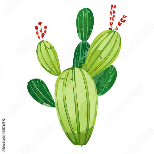 watercolor vector illustration of a cactus