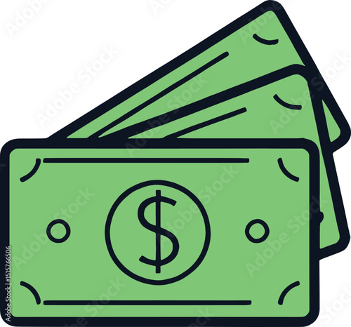 Vector Illustration Money Flat Design Green Currency