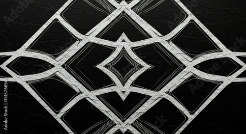 Abstract Geometric Pattern on Black Textured Background