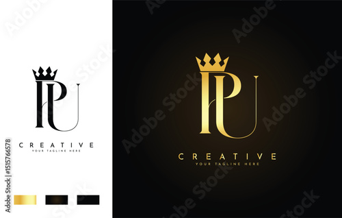 Elegant PU Monogram with Crown for Luxury Branding