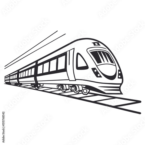 High speed train line art illustration
