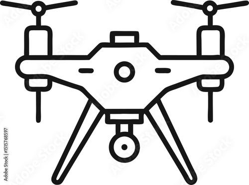 Drone line art vector, drone camera icon outline drawing vector illustration