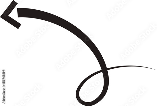 Arrow icon. Hand drawn black line doodle arrow, curve arrow vector. Sketch curved dashed arrows design isolated on transparent background. Direction shape for web and app.