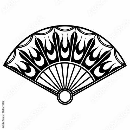 Black and white flame hand fan design