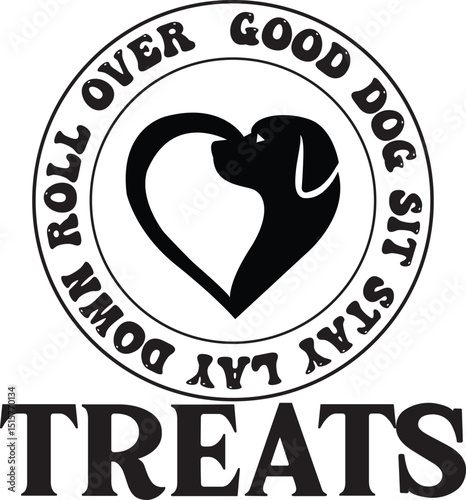 GOOD DOG sit STAY LAY DOWN OVER ROLL TREATS , Dog Treat Jar SVG design