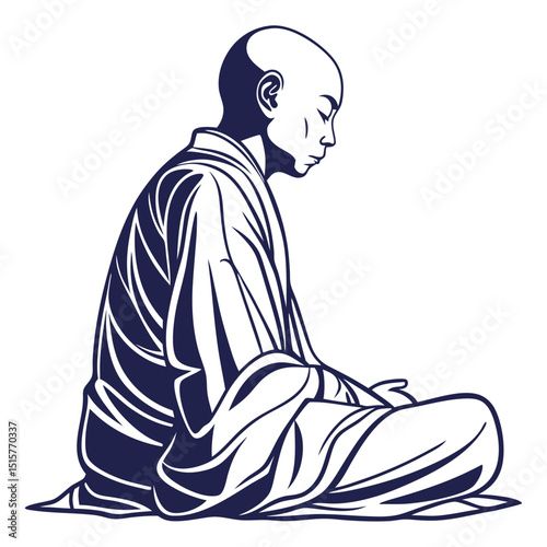 Serene buddhist monk in meditation pose