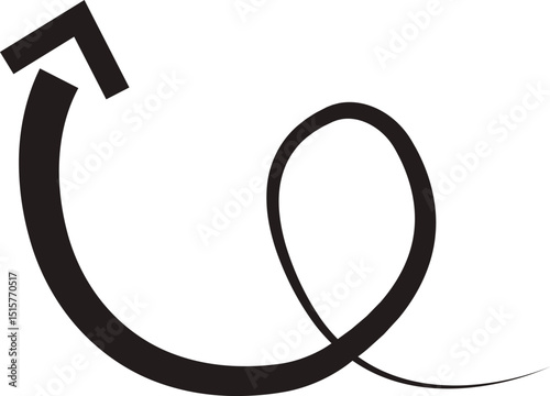 Arrow icon. Hand drawn black line doodle arrow, curve arrow vector. Sketch curved dashed arrows design isolated on transparent background. Direction shape for web and app.