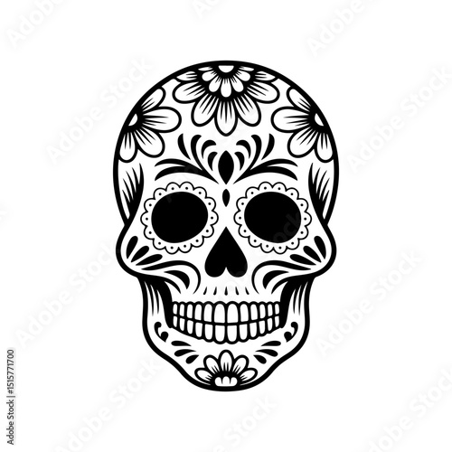 Illustration of mexican sugar skull. Day of the dead. Dia de los muertos. Vector illustration