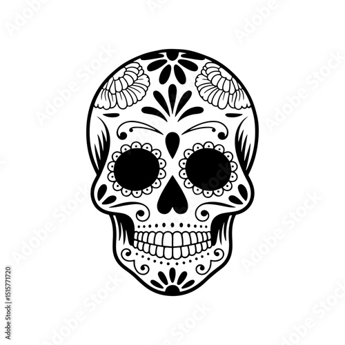 Illustration of mexican sugar skull. Day of the dead. Dia de los muertos. Vector illustration