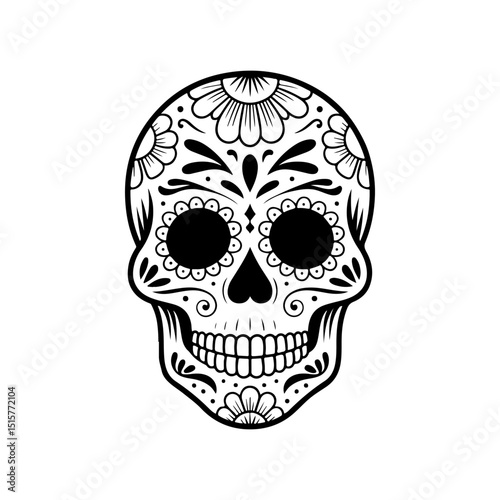 Illustration of mexican sugar skull. Day of the dead. Dia de los muertos. Vector illustration