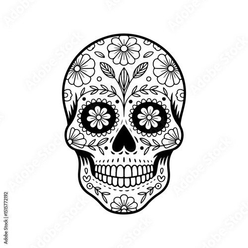 Illustration of mexican sugar skull. Day of the dead. Dia de los muertos. Vector illustration