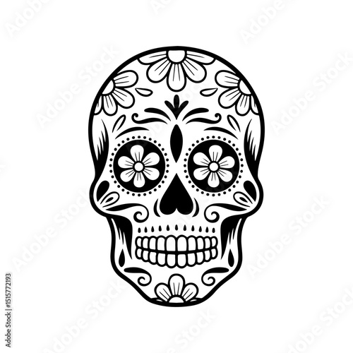 Illustration of mexican sugar skull. Day of the dead. Dia de los muertos. Vector illustration