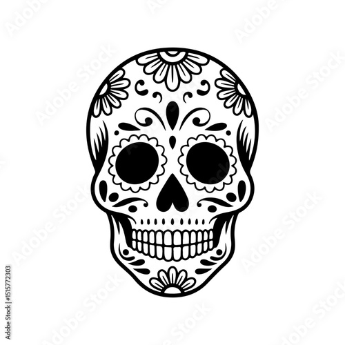 Illustration of mexican sugar skull. Day of the dead. Dia de los muertos. Vector illustration