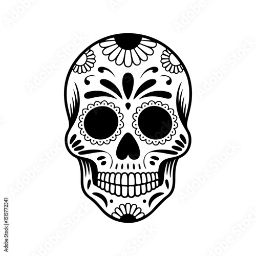 Illustration of mexican sugar skull. Day of the dead. Dia de los muertos. Vector illustration