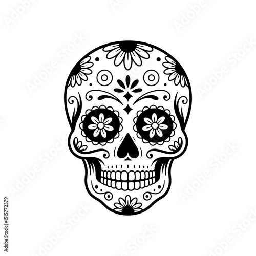Illustration of mexican sugar skull. Day of the dead. Dia de los muertos. Vector illustration