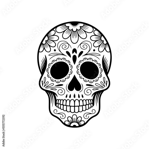 Illustration of mexican sugar skull. Day of the dead. Dia de los muertos. Vector illustration