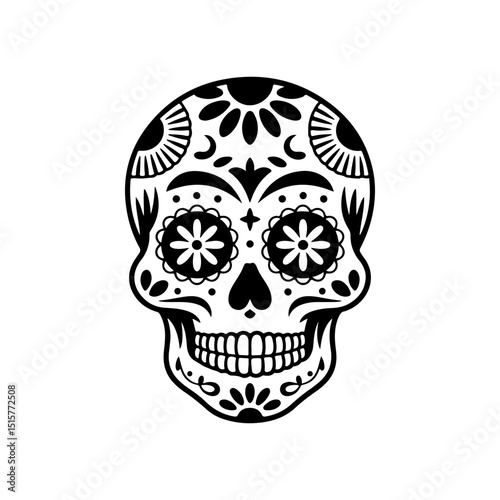 Illustration of mexican sugar skull. Day of the dead. Dia de los muertos. Vector illustration