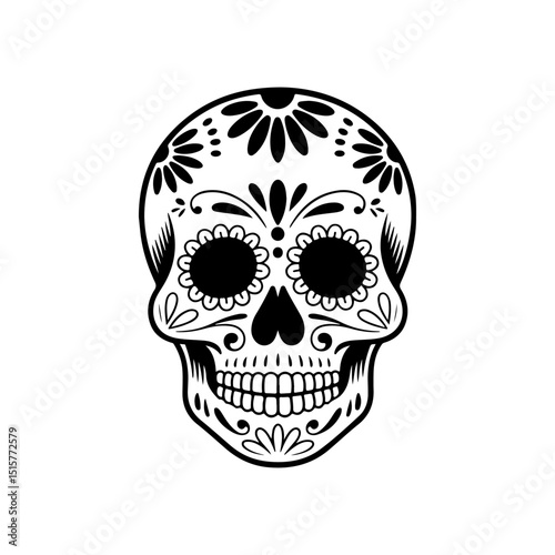 Illustration of mexican sugar skull. Day of the dead. Dia de los muertos. Vector illustration