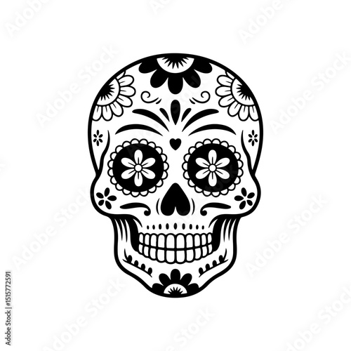 Illustration of mexican sugar skull. Day of the dead. Dia de los muertos. Vector illustration