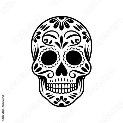 Illustration of mexican sugar skull. Day of the dead. Dia de los muertos. Vector illustration
