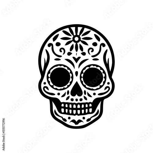 Illustration of mexican sugar skull. Day of the dead. Dia de los muertos. Vector illustration