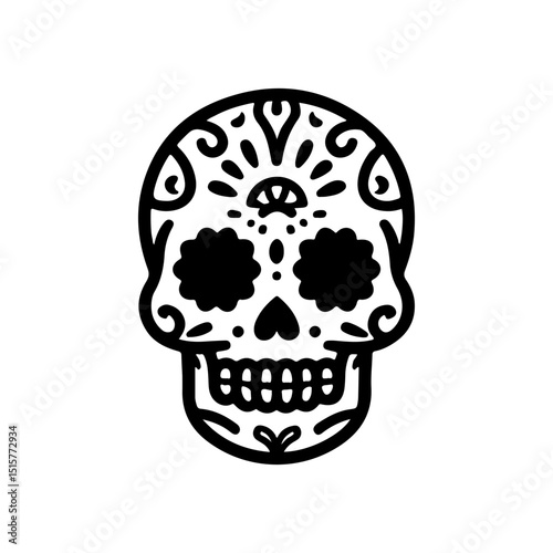 Illustration of mexican sugar skull. Day of the dead. Dia de los muertos. Vector illustration