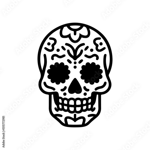 Illustration of mexican sugar skull. Day of the dead. Dia de los muertos. Vector illustration