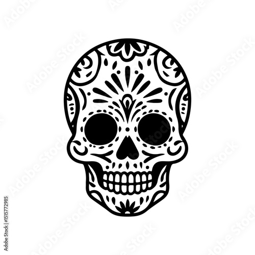 Illustration of mexican sugar skull. Day of the dead. Dia de los muertos. Vector illustration