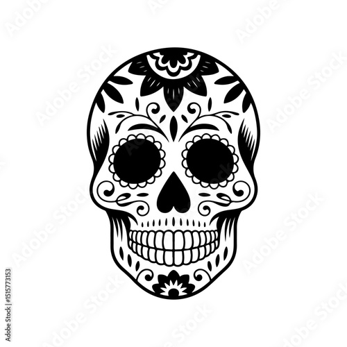 Illustration of mexican sugar skull. Day of the dead. Dia de los muertos. Vector illustration
