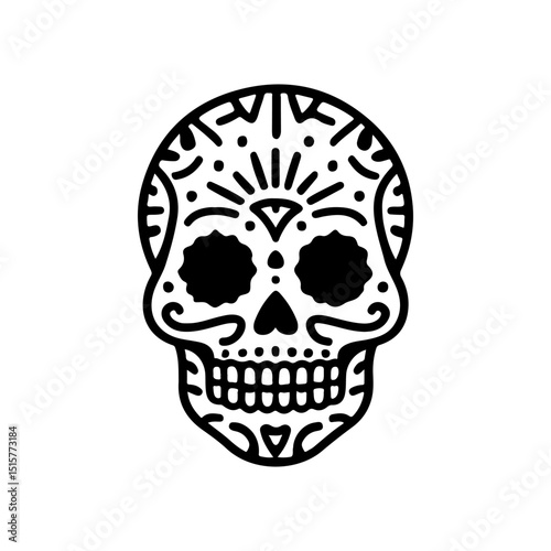 Illustration of mexican sugar skull. Day of the dead. Dia de los muertos. Vector illustration
