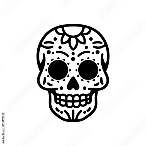 Illustration of mexican sugar skull. Day of the dead. Dia de los muertos. Vector illustration