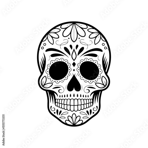 Illustration of mexican sugar skull. Day of the dead. Dia de los muertos. Vector illustration