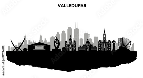 Valledupar Skyline Colombia Cityscape Silhouette.
