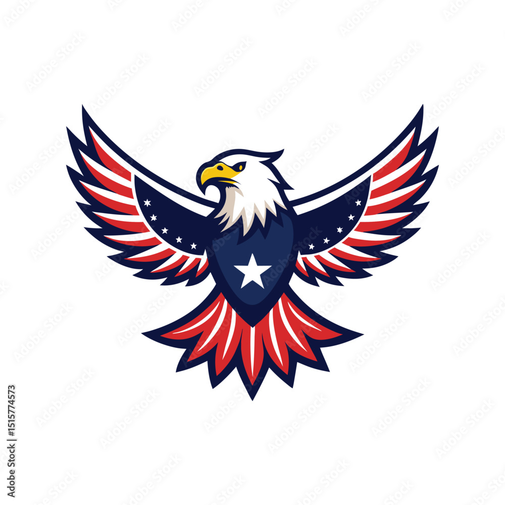 Fototapeta premium vector illustration of American painted eagle for patriotic day isolated on white background