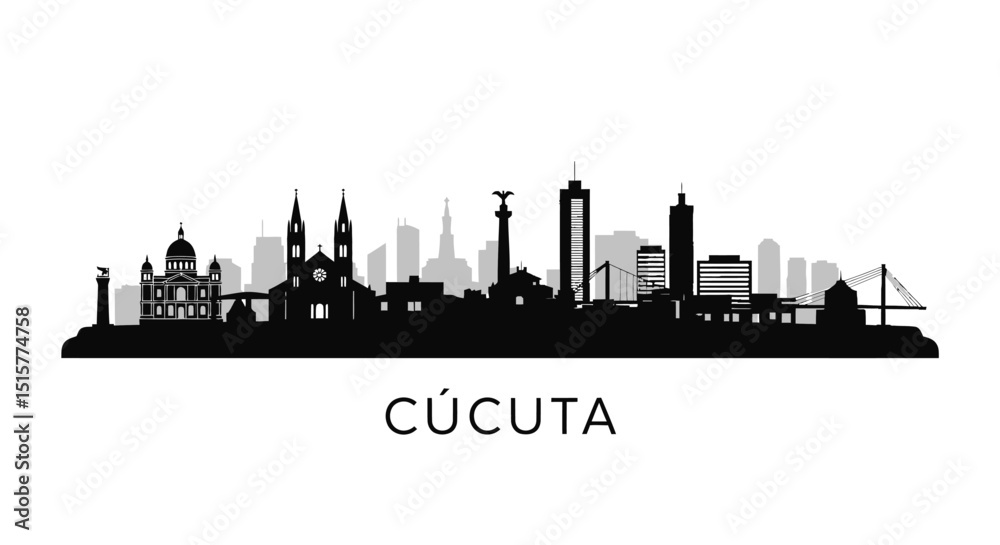 Fototapeta premium Cucuta Skyline Colombia Cityscape Silhouette.