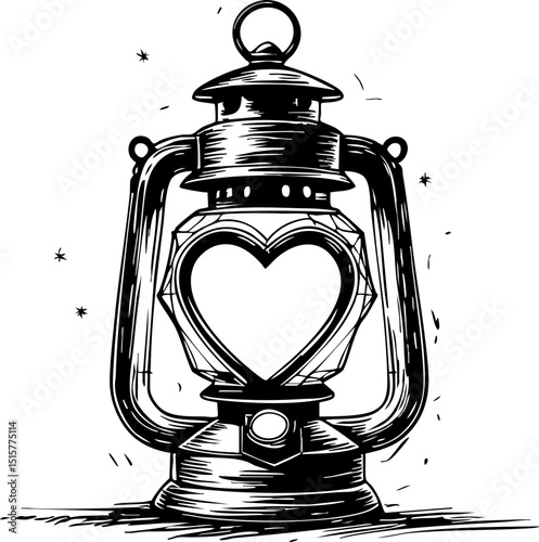 Illuminating heartfelt moments vintage lantern with heart design artistic warm atmosphere imaginative perspective