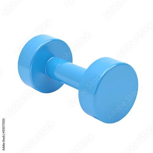 A light blue dumbbell isolated used for fitness and strength training tool isolated on transparent background