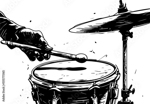 Dynamic drum performance urban stage musical environment close-up view rhythm and energy