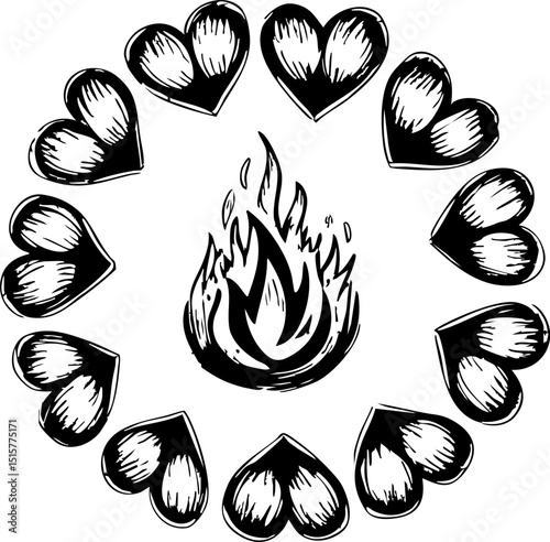 Heartfelt flames ignite passion abstract art digital creation minimalist style close-up love for seo success
